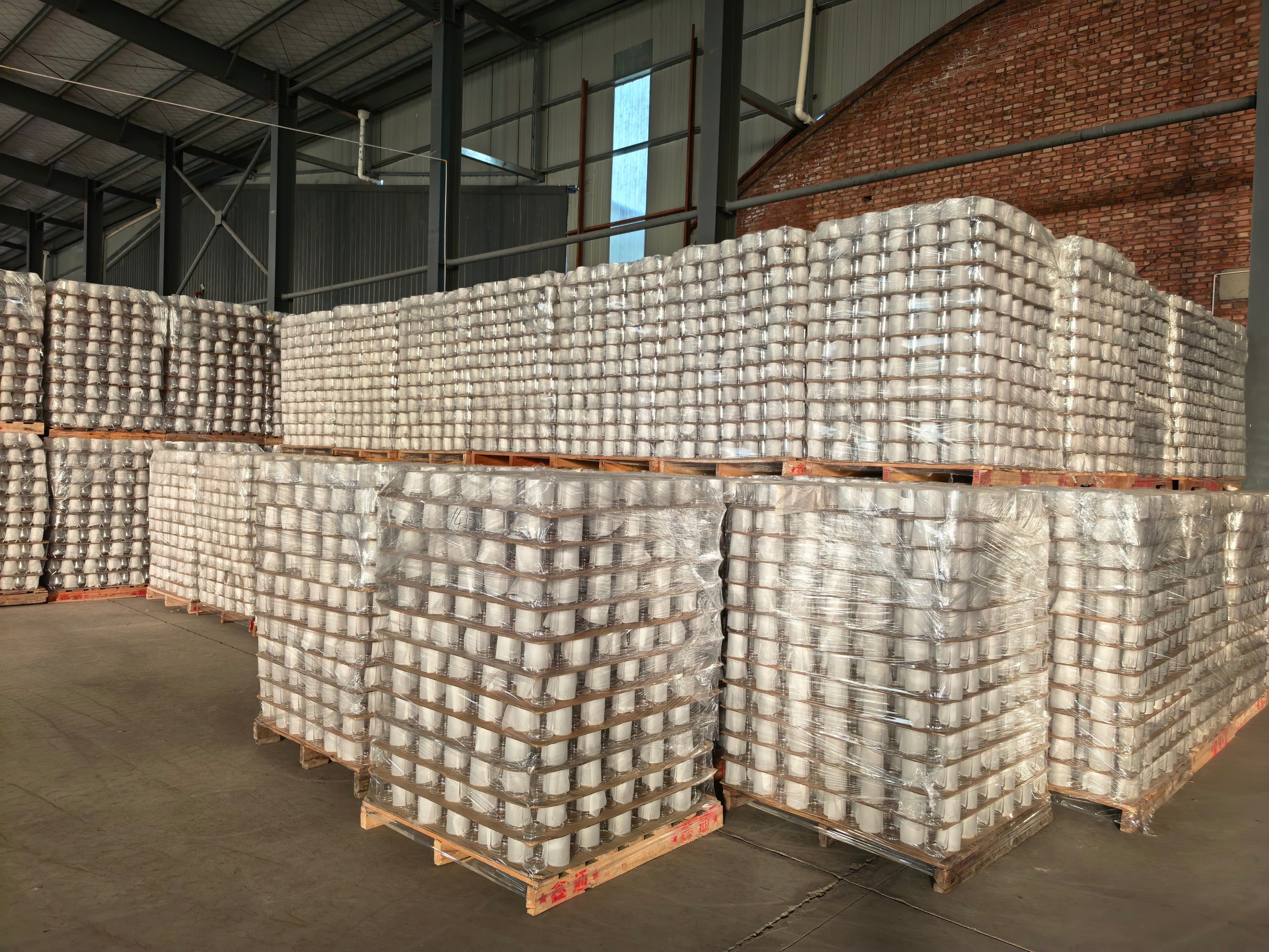 Wrapped glass pallets ready for shipping